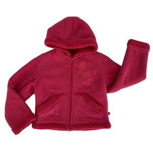 Vintage Rothschild Hooded Coat Fleece Sherpa  Embroidery Fringe Pink Girls M 5-6